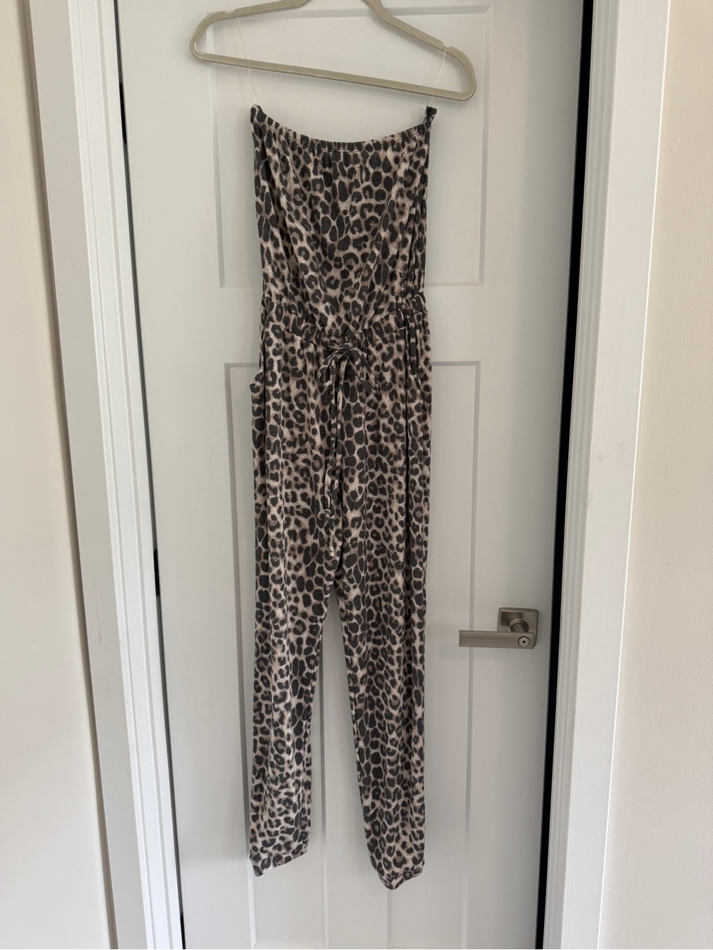 Vici Leopard Print Strapless Jumpsuit